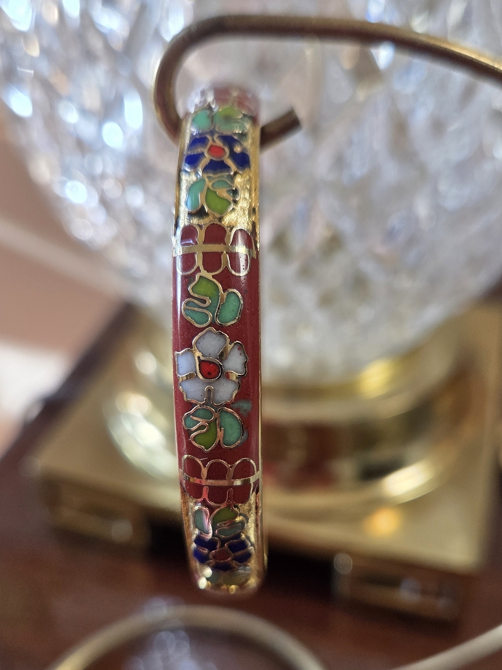 Cloisonné Floral Bangle Bracelet